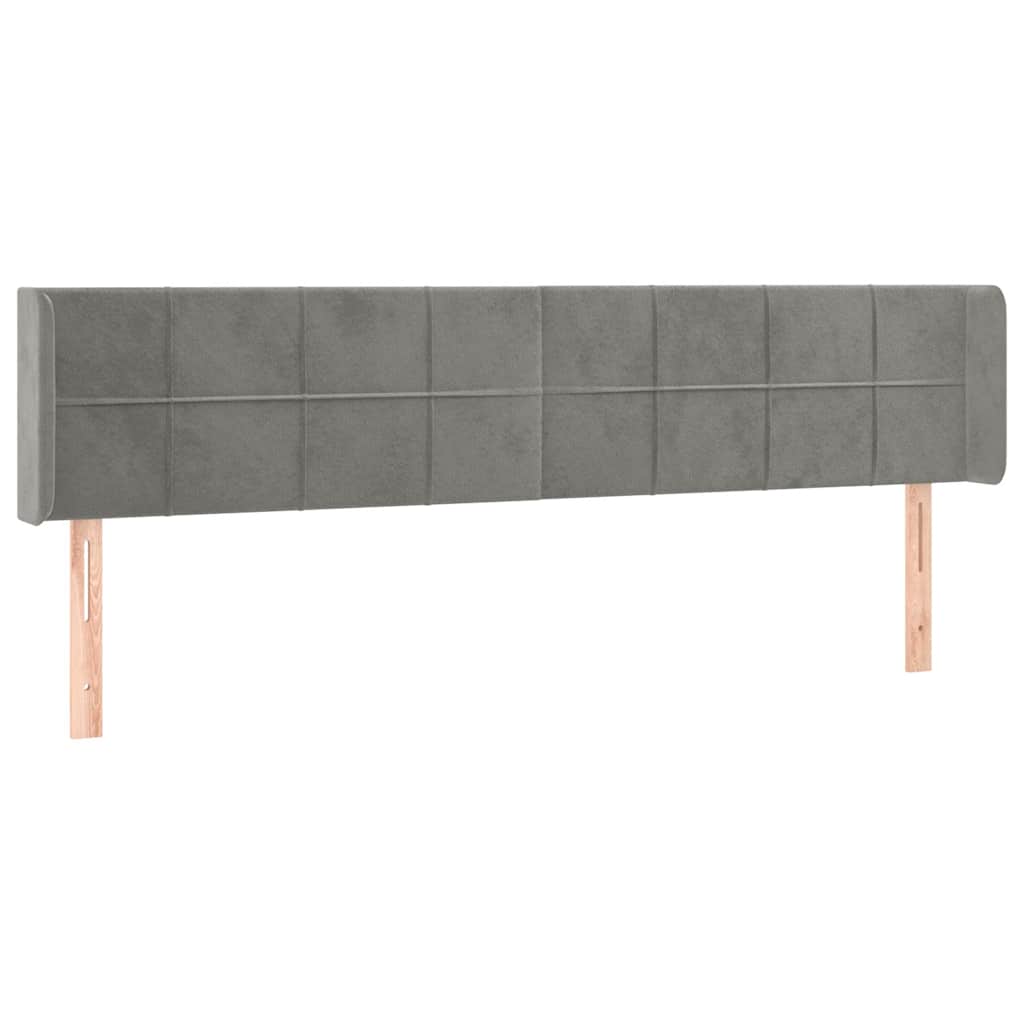 Világosszürke bársony LED-es fejtámla 203 x 16 x 78/88 cm 3