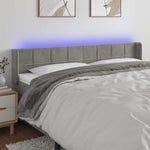 Világosszürke bársony LED-es fejtámla 203 x 16 x 78/88 cm