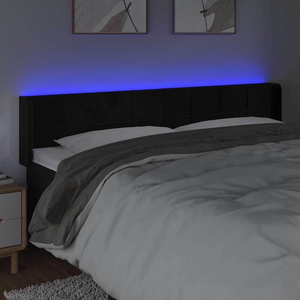 Fekete bársony LED-es fejtámla 203 x 16 x 78/88 cm 4