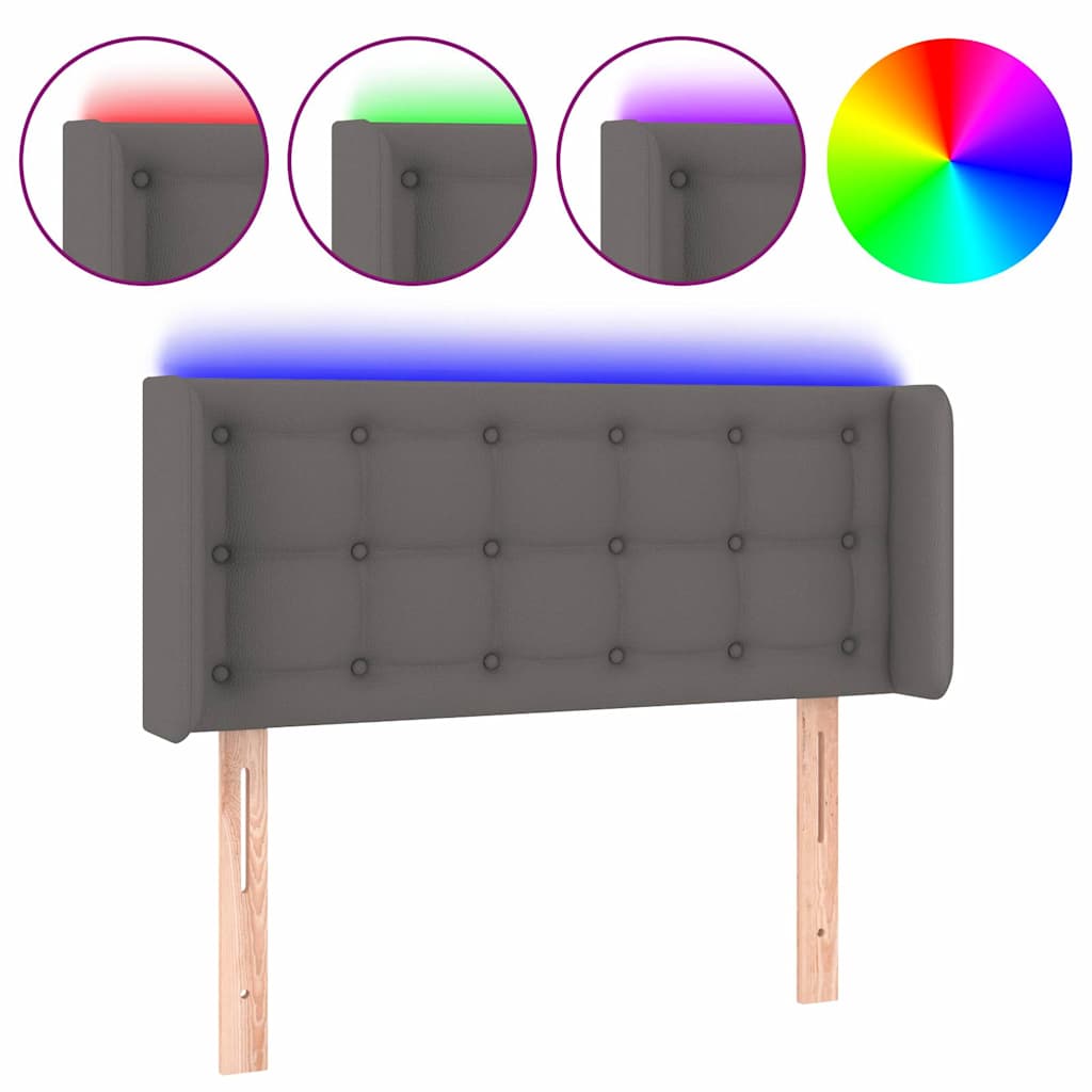 Szürke műbőr LED-es fejtámla 83x16x78/88 cm 2