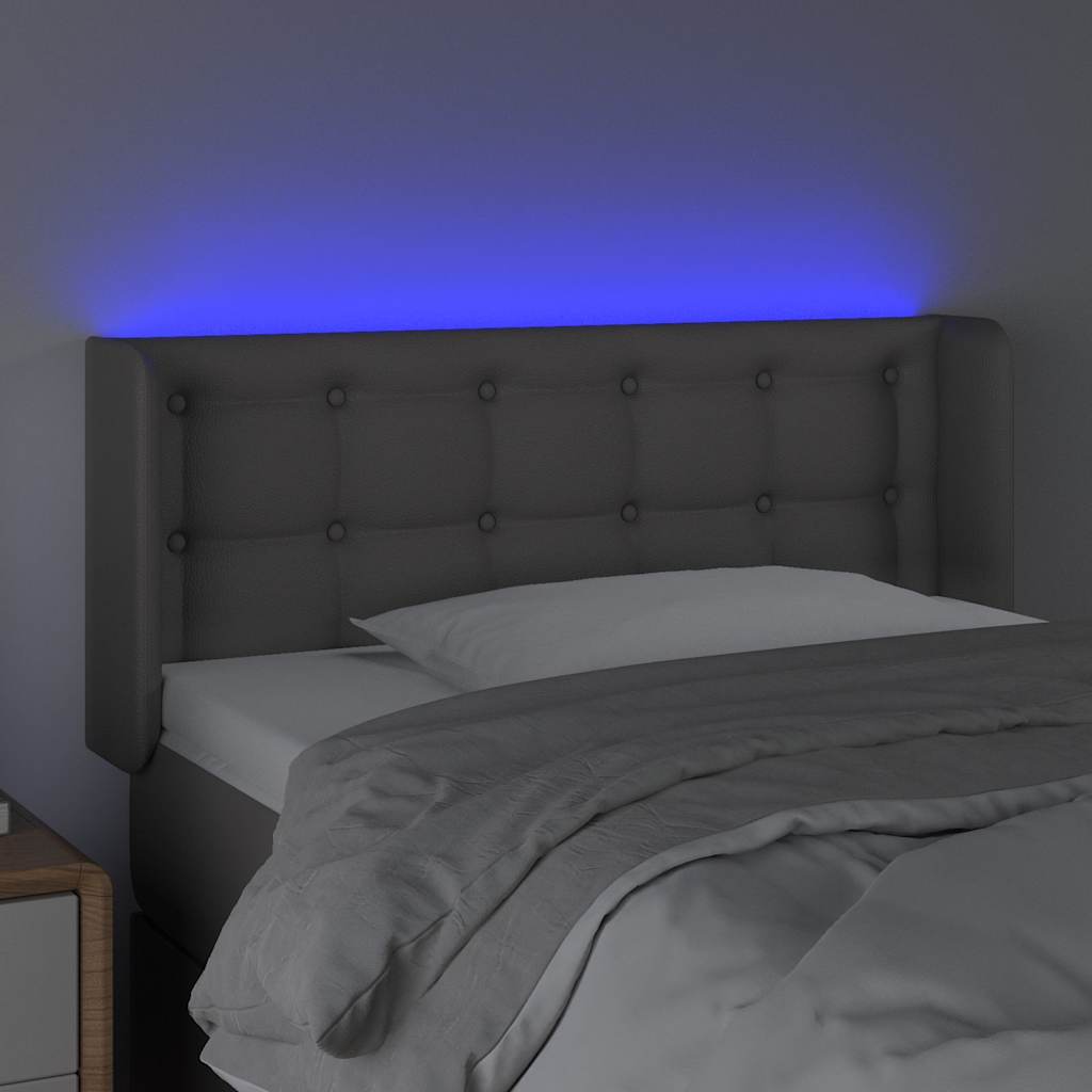 Szürke műbőr LED-es fejtámla 83x16x78/88 cm 4