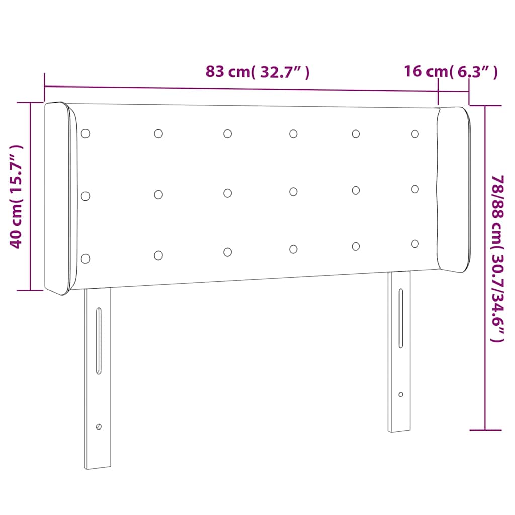 Szürke műbőr LED-es fejtámla 83x16x78/88 cm 6