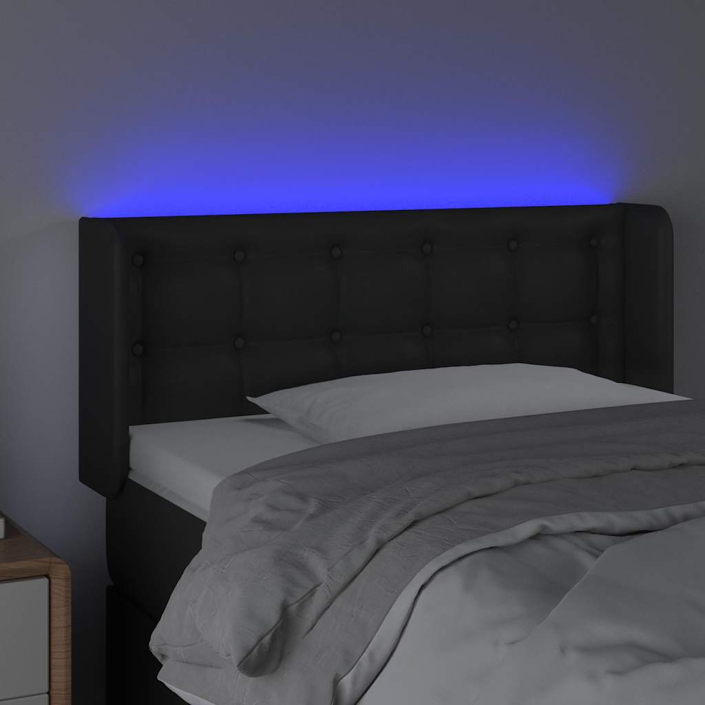 Fekete műbőr LED-es fejtámla 93 x 16 x 78/88 cm 4