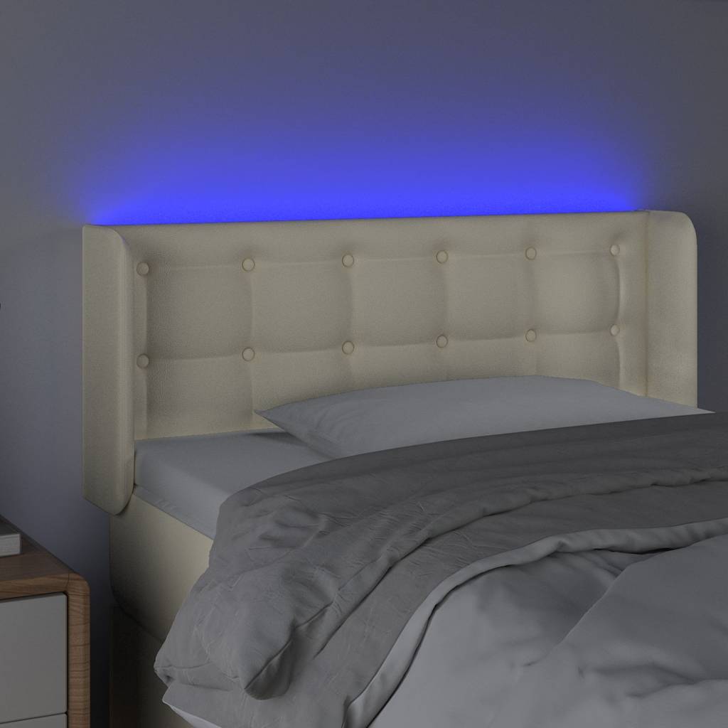 Krémszínű műbőr LED-es fejtámla 93 x 16 x 78/88 cm 4