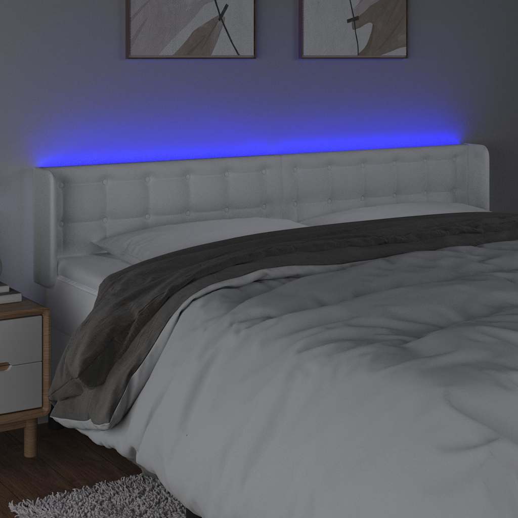 Fehér műbőr LED-es fejtámla 163x16x78/88 cm 4