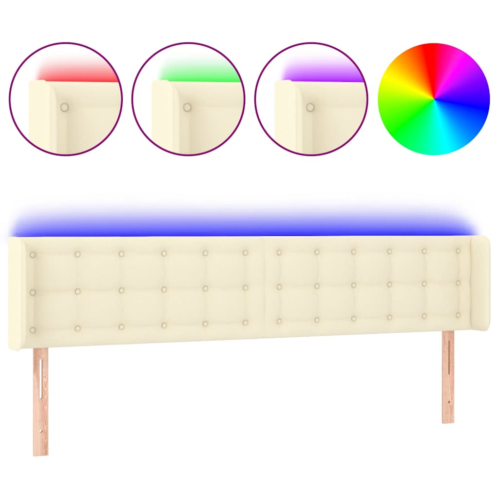 Krémszínű műbőr LED-es fejtámla 183 x 16 x 78/88 cm 2