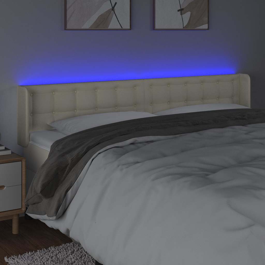 Krémszínű műbőr LED-es fejtámla 183 x 16 x 78/88 cm 4