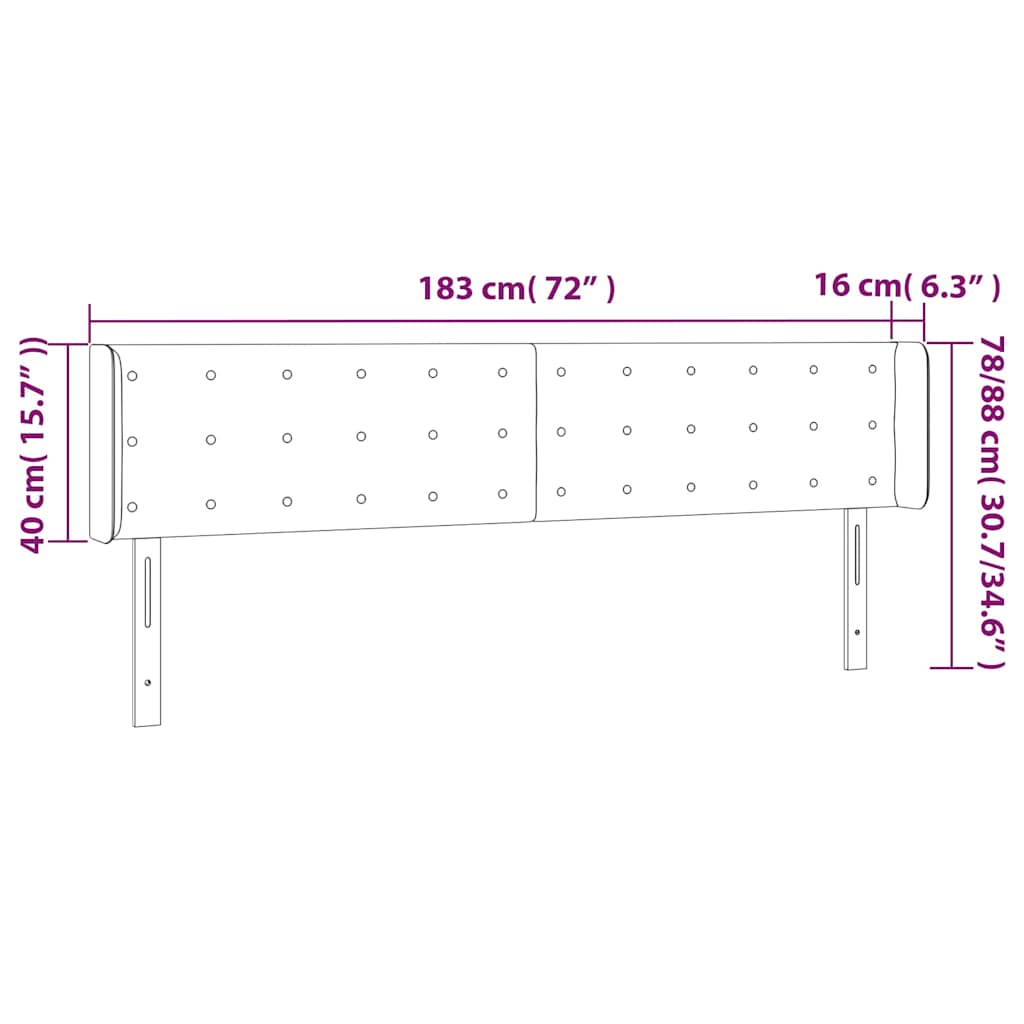Krémszínű műbőr LED-es fejtámla 183 x 16 x 78/88 cm 6
