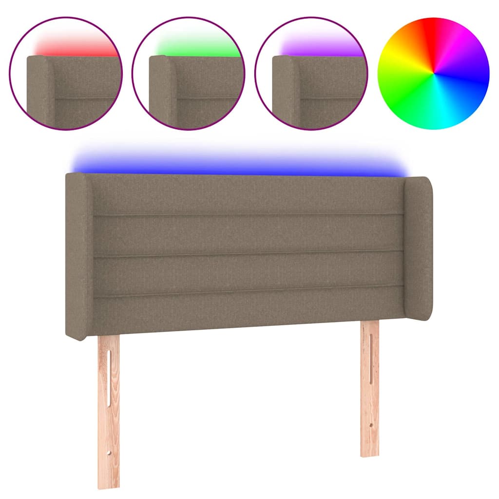 Tópszínű szövet LED-es fejtámla 83 x 16 x 78/88 cm 2