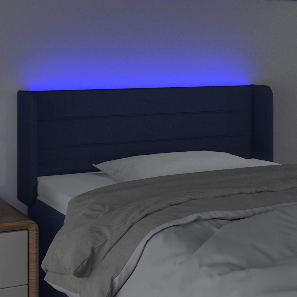 Kék szövet LED-es fejtámla 83 x 16 x 78/88 cm 4