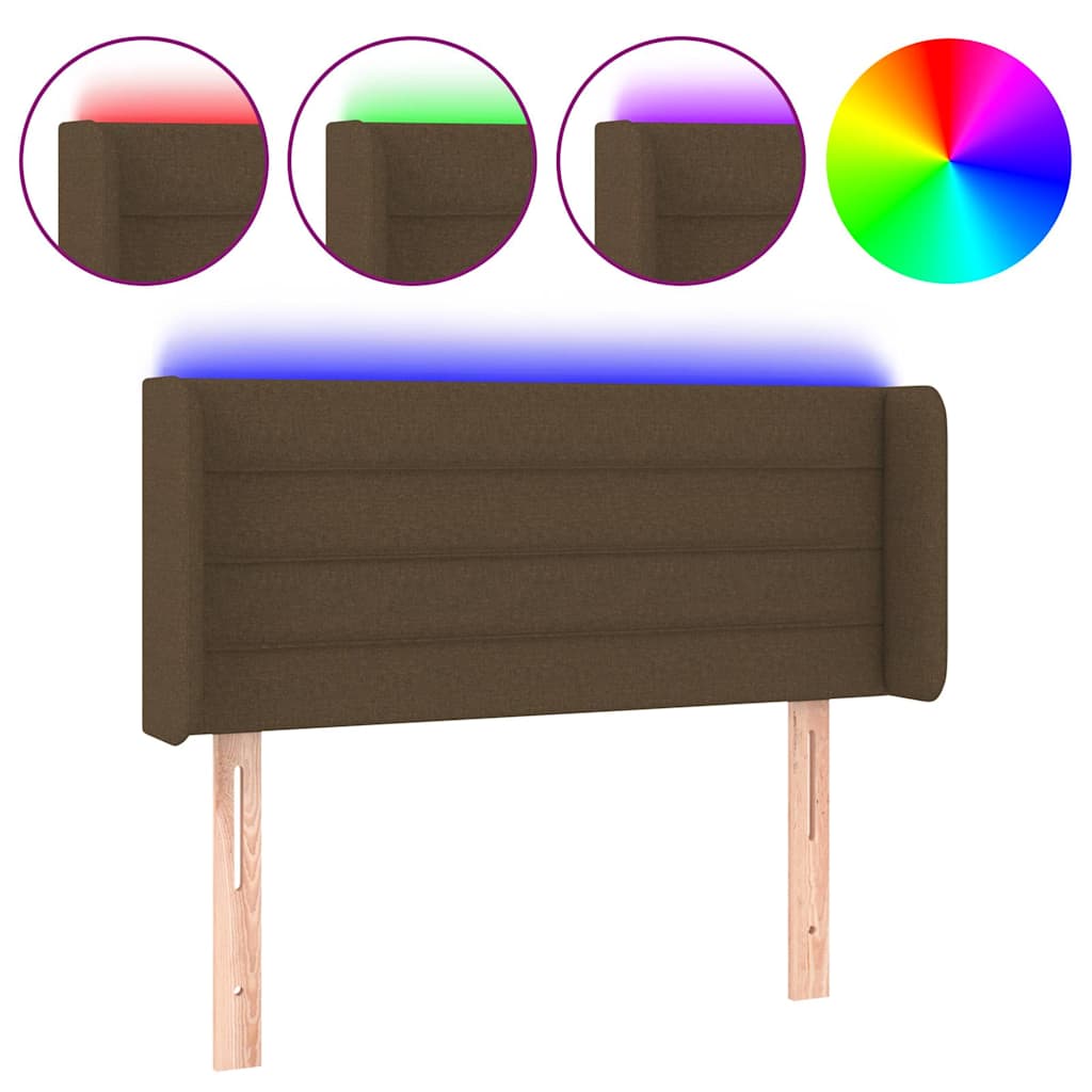 Sötétbarna szövet LED-es fejtámla 93 x 16 x 78/88 cm 2