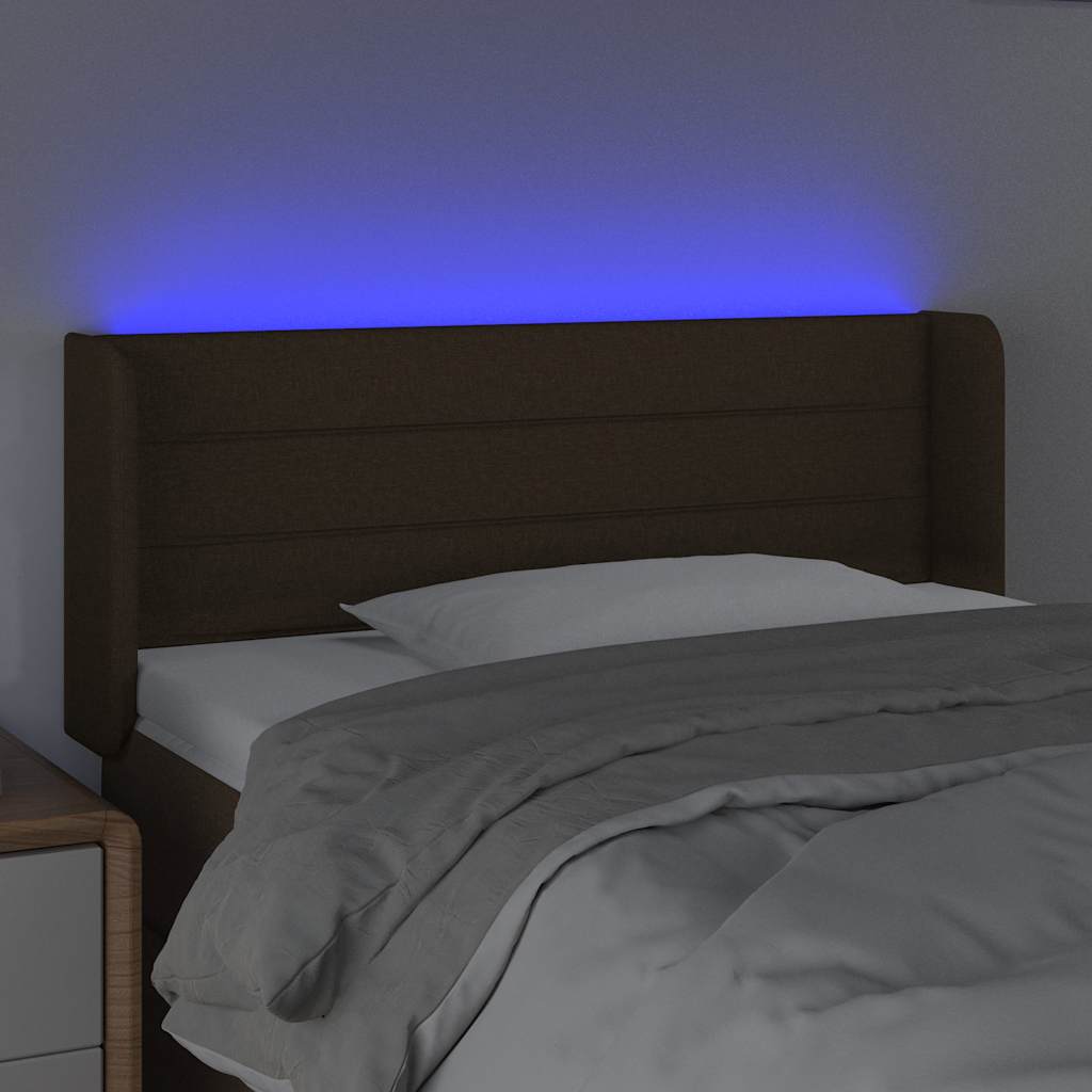 Sötétbarna szövet LED-es fejtámla 93 x 16 x 78/88 cm 4
