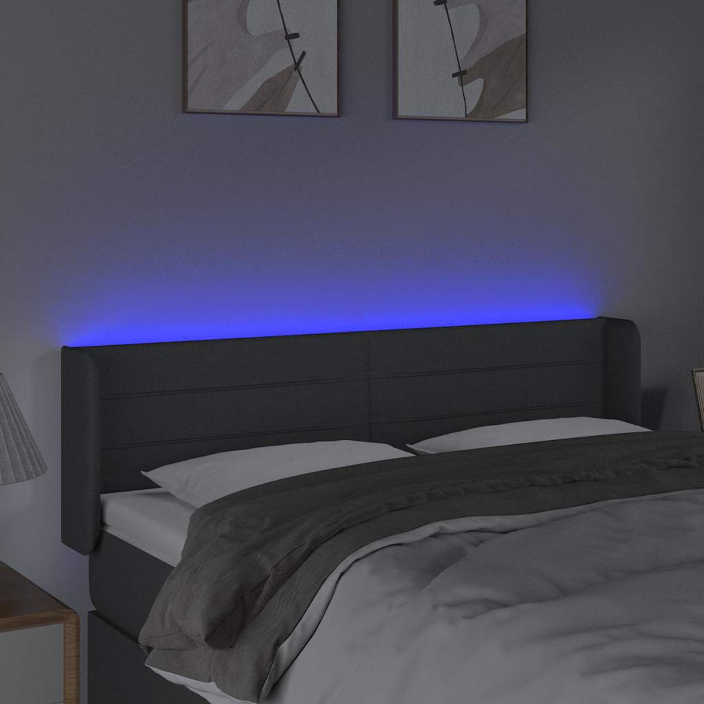 Sötétszürke szövet LED-es fejtámla 147 x 16 x 78/88 cm 4