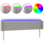 Világosszürke szövet LED-es fejtámla 183 x 16 x 78/88 cm 2