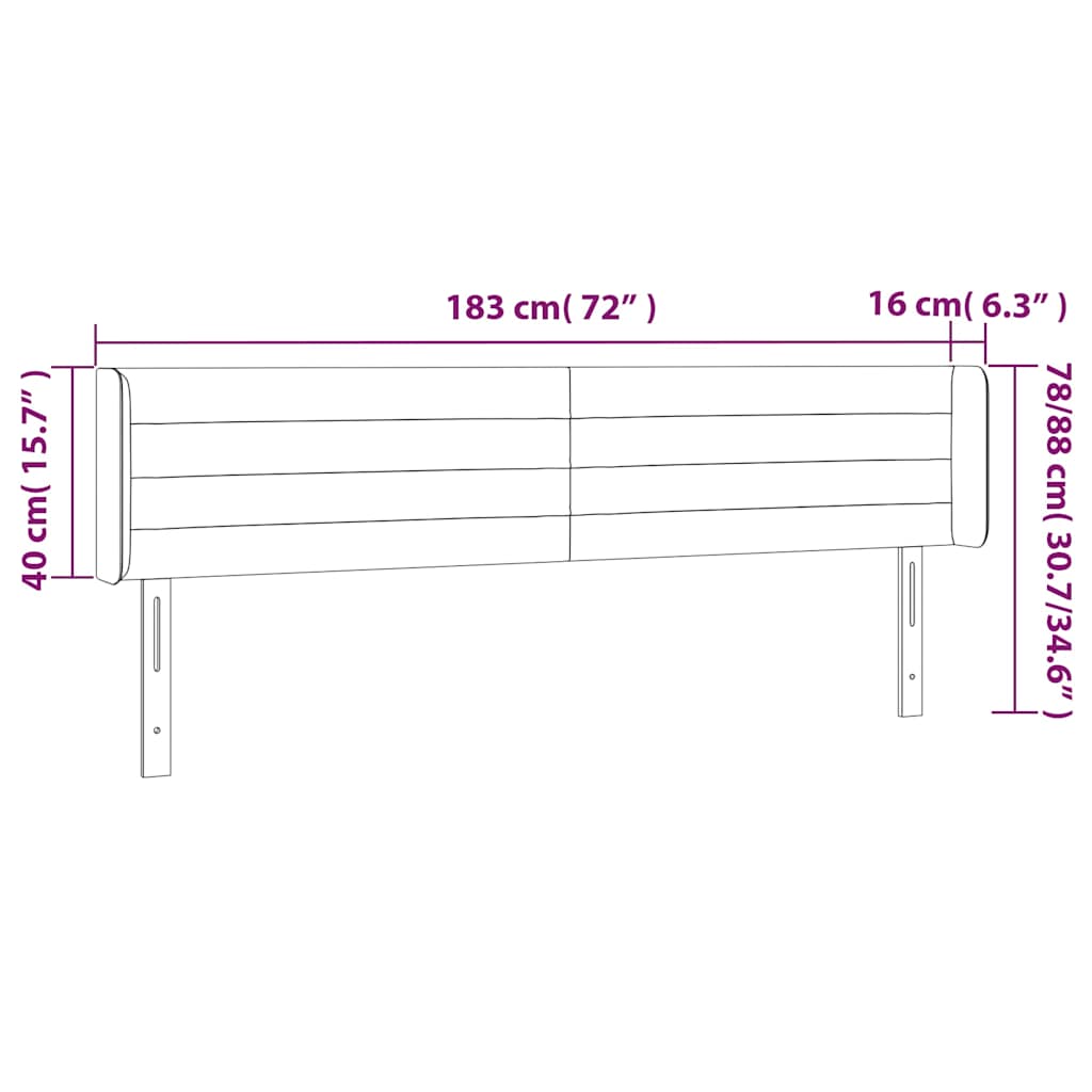 Világosszürke szövet LED-es fejtámla 183 x 16 x 78/88 cm 6