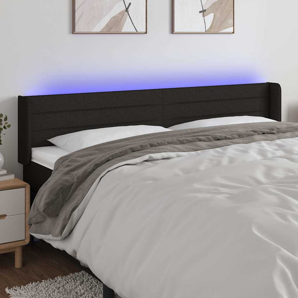 Fekete szövet LED-es fejtámla 203 x 16 x 78/88 cm