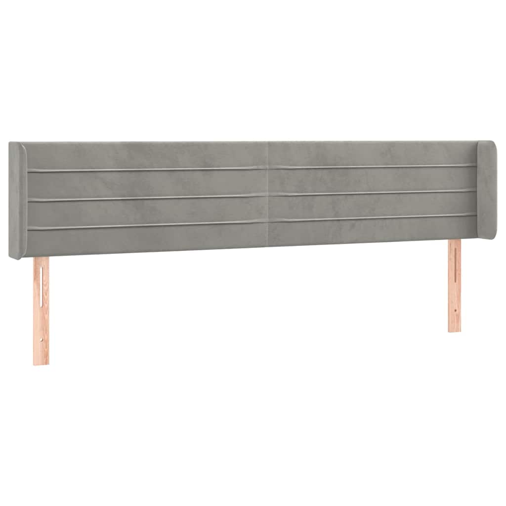 Világosszürke bársony LED-es fejtámla 203 x 16 x 78/88 cm 3