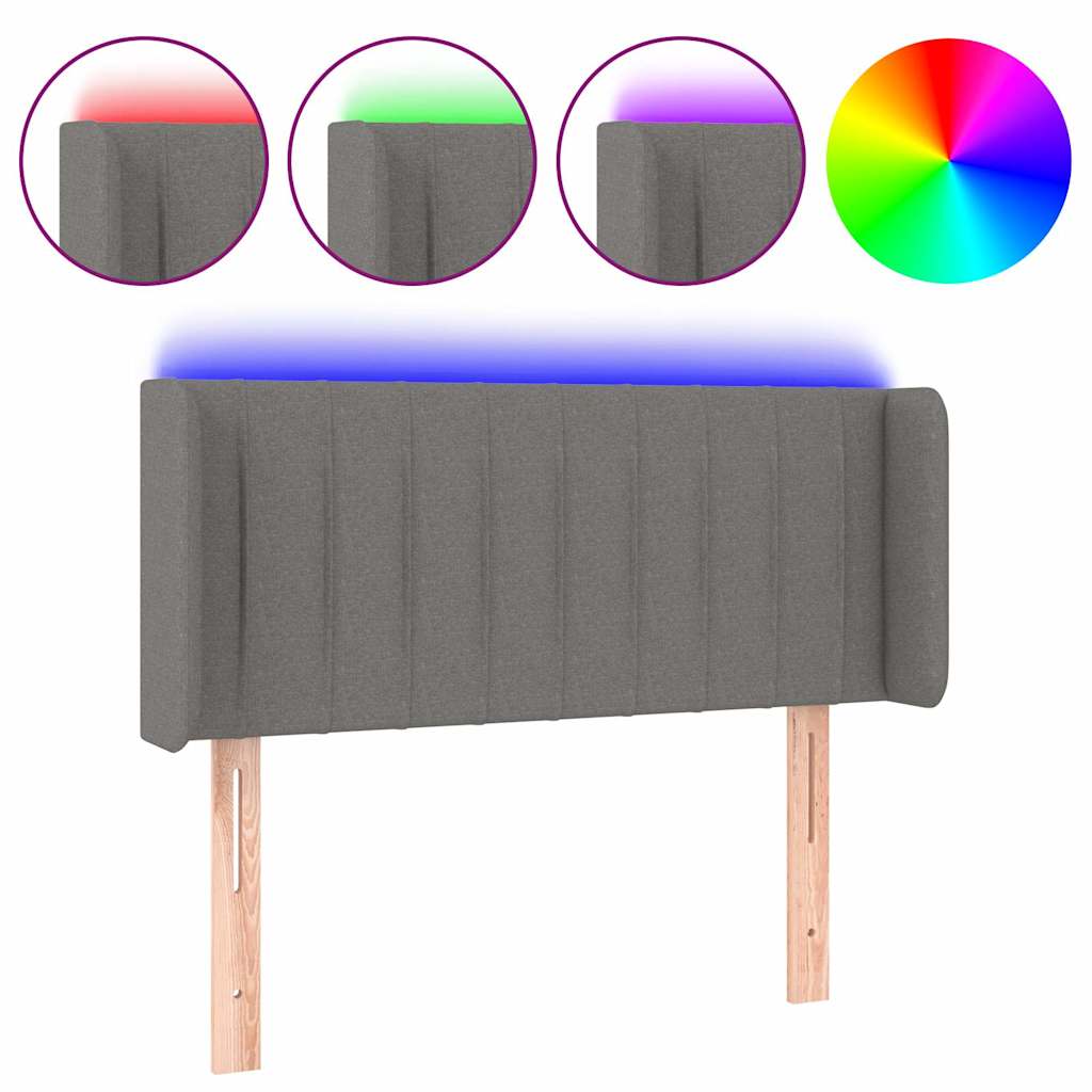 Sötétszürke szövet LED-es fejtámla 83 x 16 x 78/88 cm 2