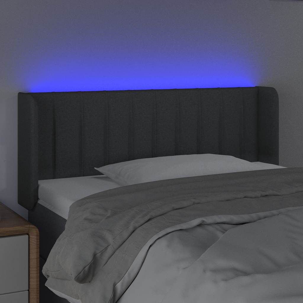 Sötétszürke szövet LED-es fejtámla 83 x 16 x 78/88 cm 4