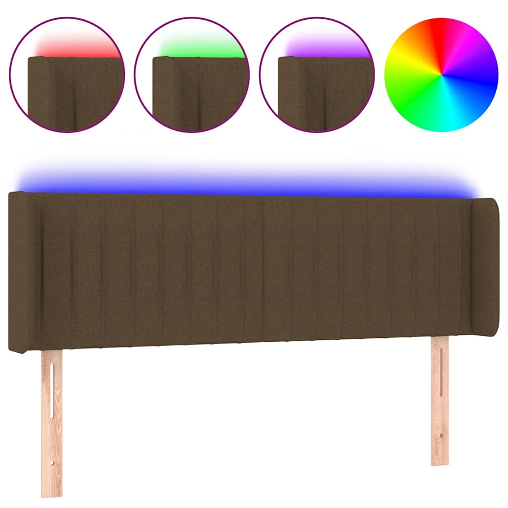 Sötétbarna szövet LED-es fejtámla 147 x 16 x 78/88 cm 2