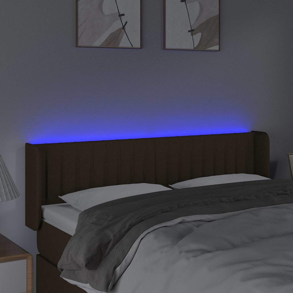 Sötétbarna szövet LED-es fejtámla 147 x 16 x 78/88 cm 4