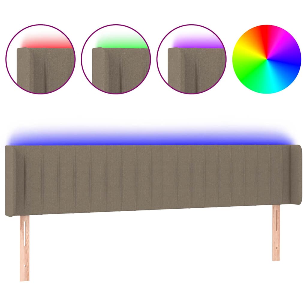 Tópszínű szövet LED-es fejtámla 183 x 16 x 78/88 cm 2