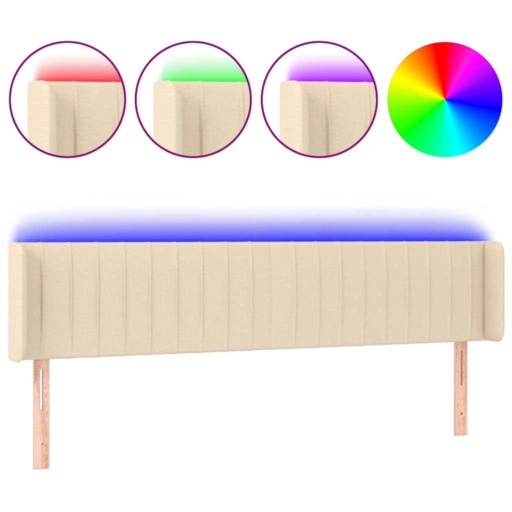 Krémszínű szövet LED-es fejtámla 203 x 16 x 78/88 cm 2