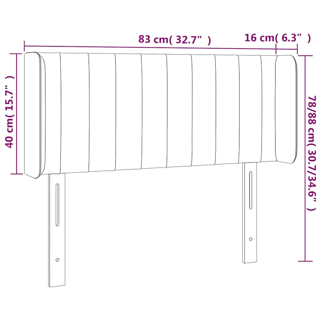 Sötétkék bársony LED-es fejtámla 83 x 16 x 78/88 cm 7