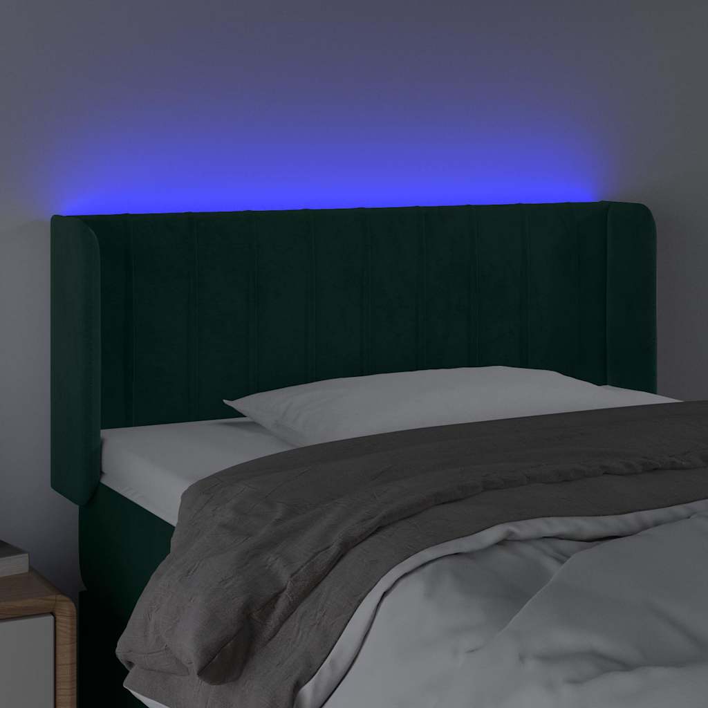 Sötétzöld bársony LED-es fejtámla 93 x 16 x 78/88 cm 4