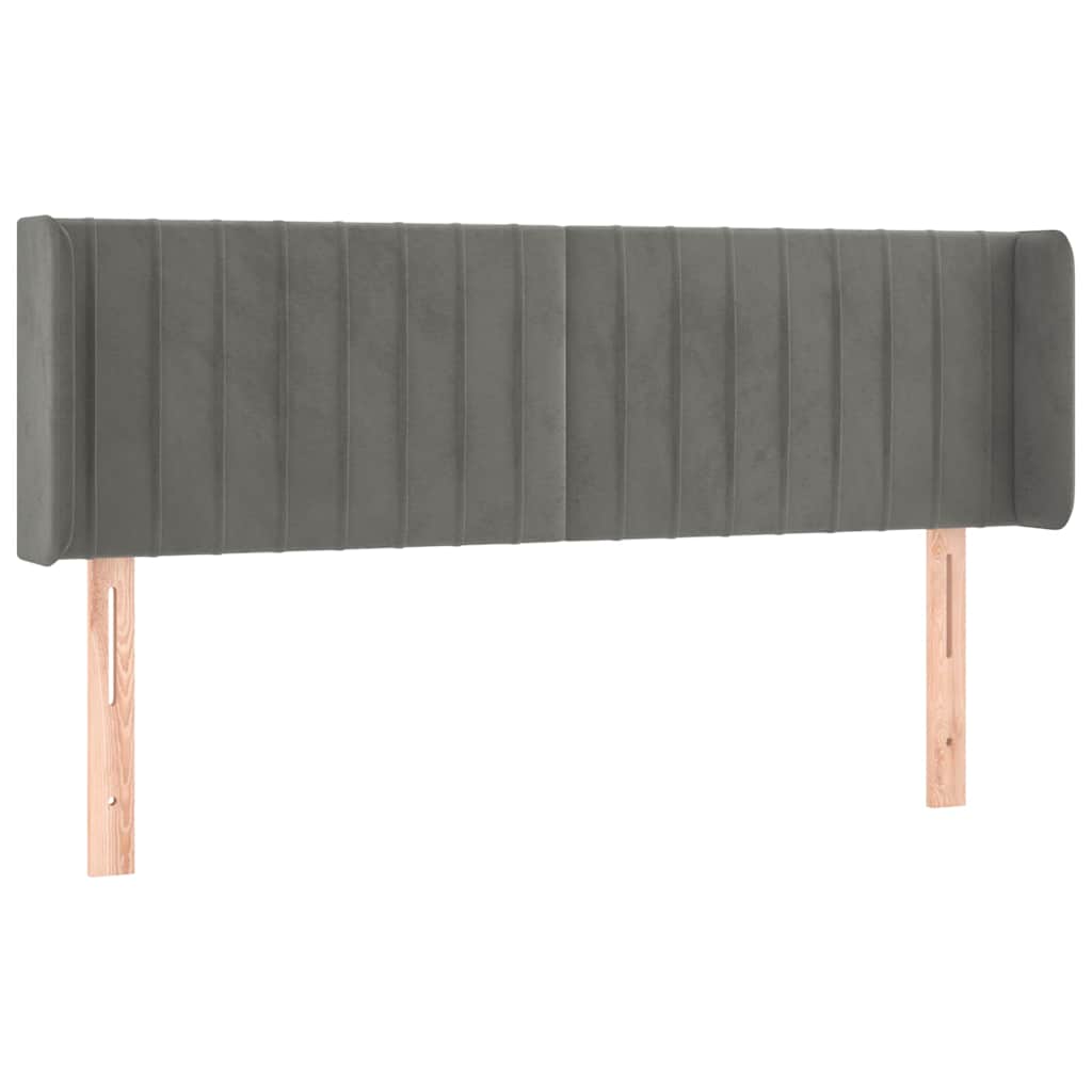 Világosszürke bársony LED-es fejtámla 147 x 16 x 78/88 cm 3
