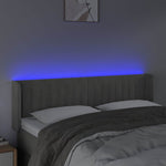 Világosszürke bársony LED-es fejtámla 147 x 16 x 78/88 cm 4