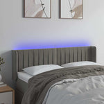 Világosszürke bársony LED-es fejtámla 147 x 16 x 78/88 cm