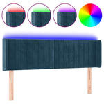 Sötétkék bársony LED-es fejtámla 147 x 16 x 78/88 cm 2