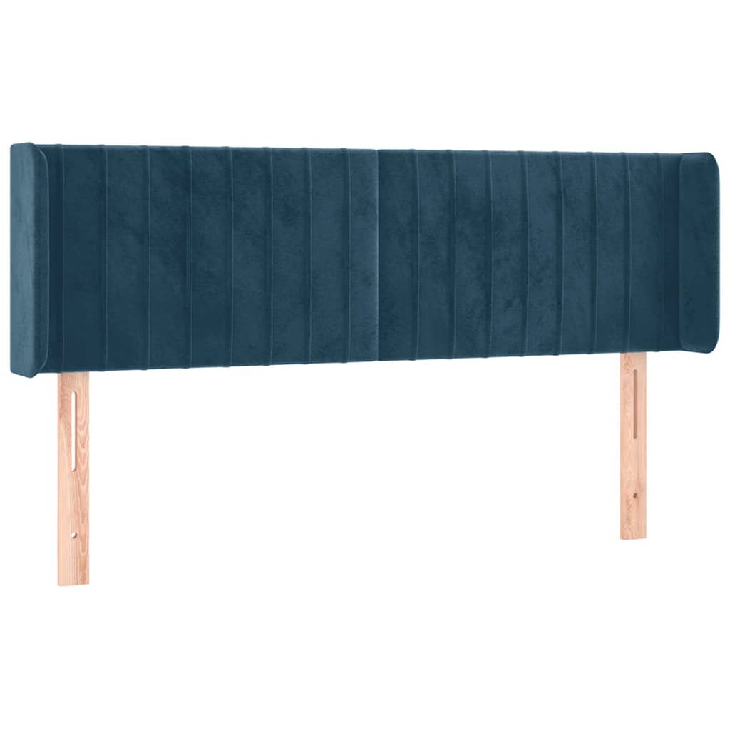 Sötétkék bársony LED-es fejtámla 147 x 16 x 78/88 cm 3
