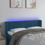 Sötétkék bársony LED-es fejtámla 147 x 16 x 78/88 cm