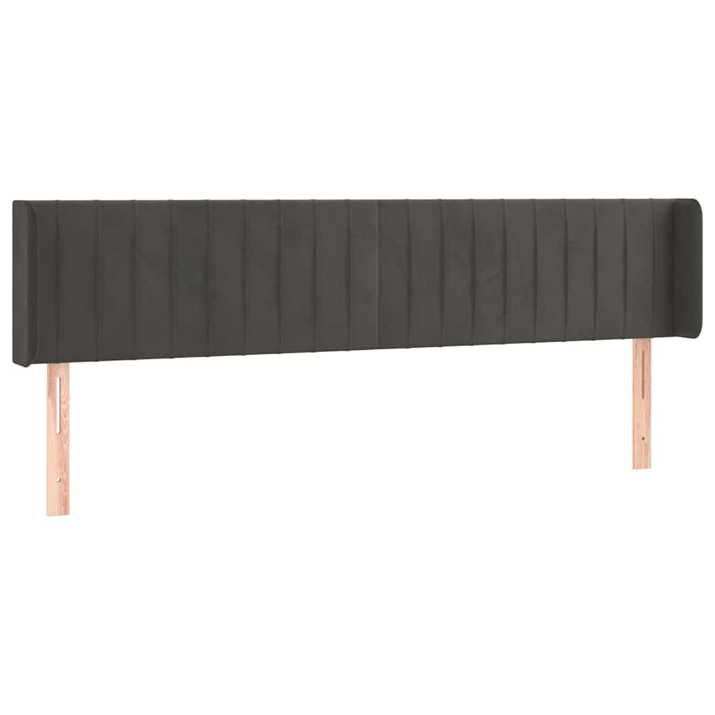 Sötétszürke bársony LED-es fejtámla 163 x 16 x 78/88 cm 3