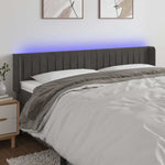 Sötétszürke bársony LED-es fejtámla 163 x 16 x 78/88 cm