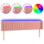 Rózsaszín bársony LED-es fejtámla 203x16x78/88 cm 2