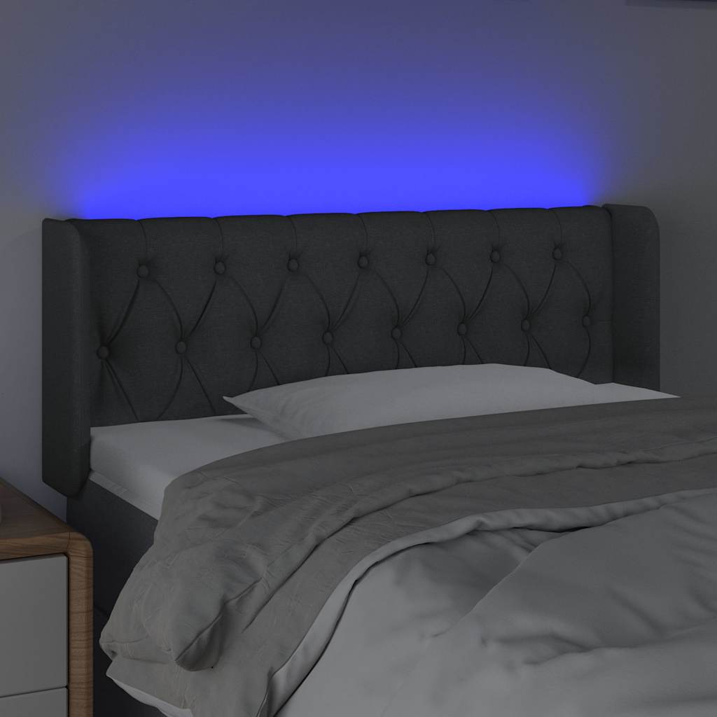 Sötétszürke szövet LED-es fejtámla 93 x 16 x 78/88 cm 4