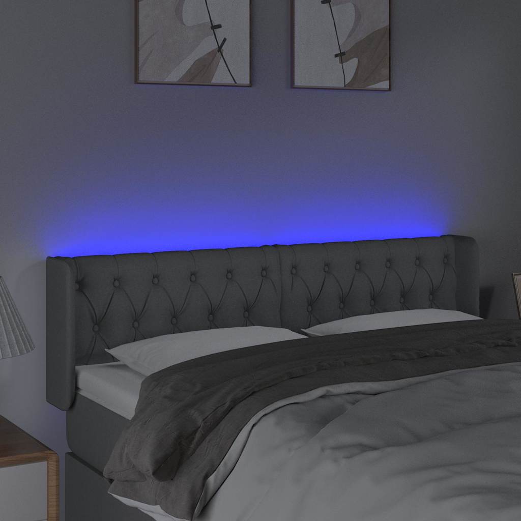 Világosszürke szövet LED-es fejtámla 147 x 16 x 78/88 cm 4