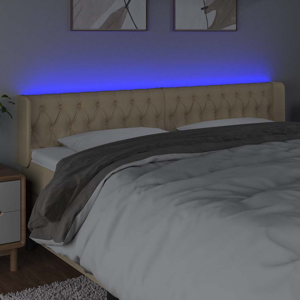 Krémszínű szövet LED-es fejtámla 183 x 16 x 78/88 cm 4