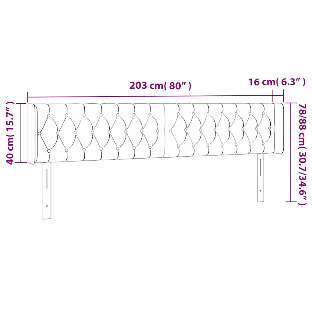 Tópszínű szövet LED-es fejtámla 203 x 16 x 78/88 cm 6