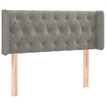 Világosszürke bársony LED-es fejtámla 93 x 16 x 78/88 cm 3