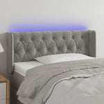 Világosszürke bársony LED-es fejtámla 93 x 16 x 78/88 cm
