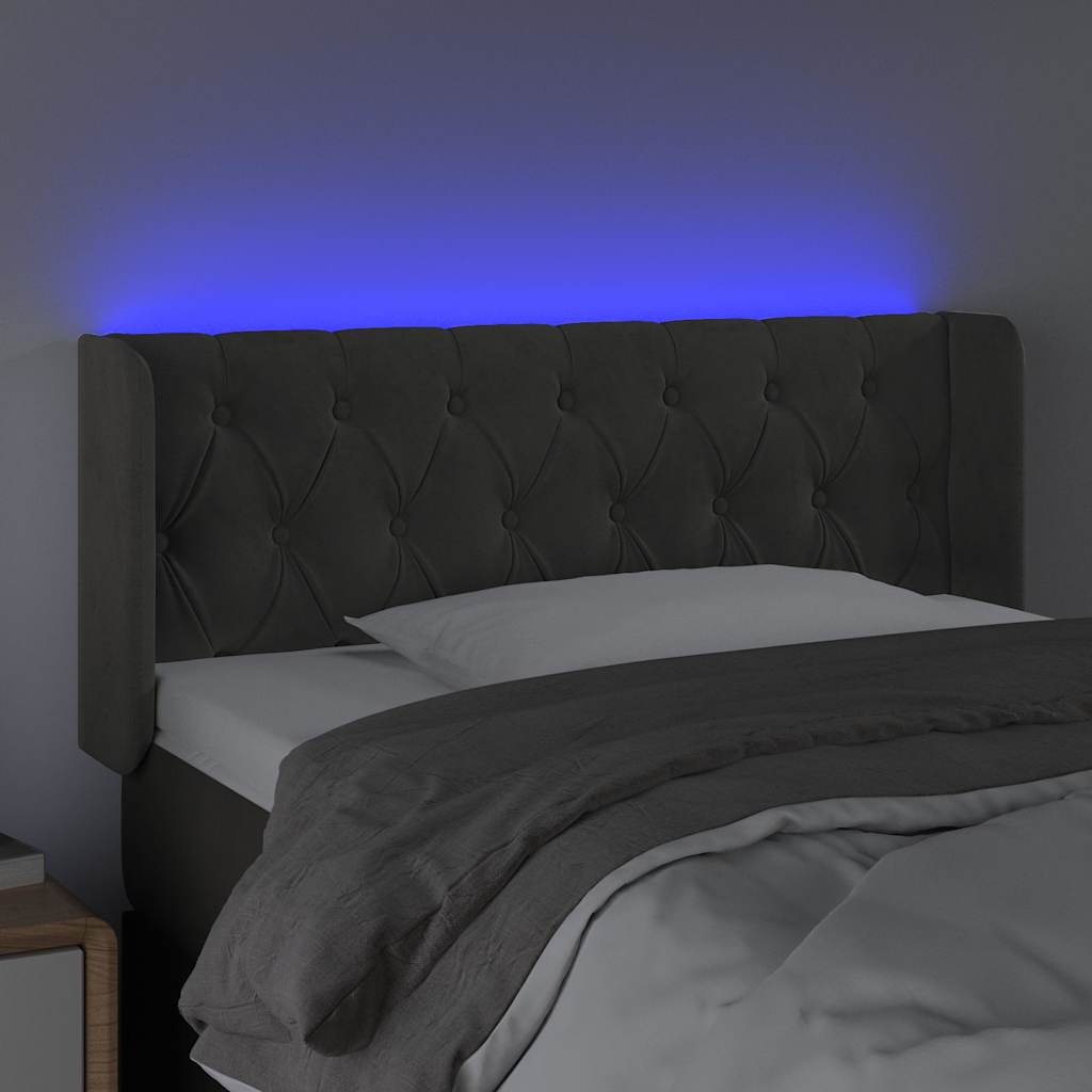 Sötétszürke bársony LED-es fejtámla 103 x 16 x 78/88 cm 4