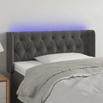 Sötétszürke bársony LED-es fejtámla 103 x 16 x 78/88 cm