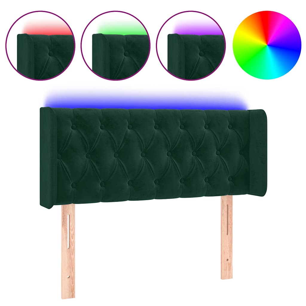 Sötétzöld bársony LED-es fejtámla 103 x 16 x 78/88 cm 2