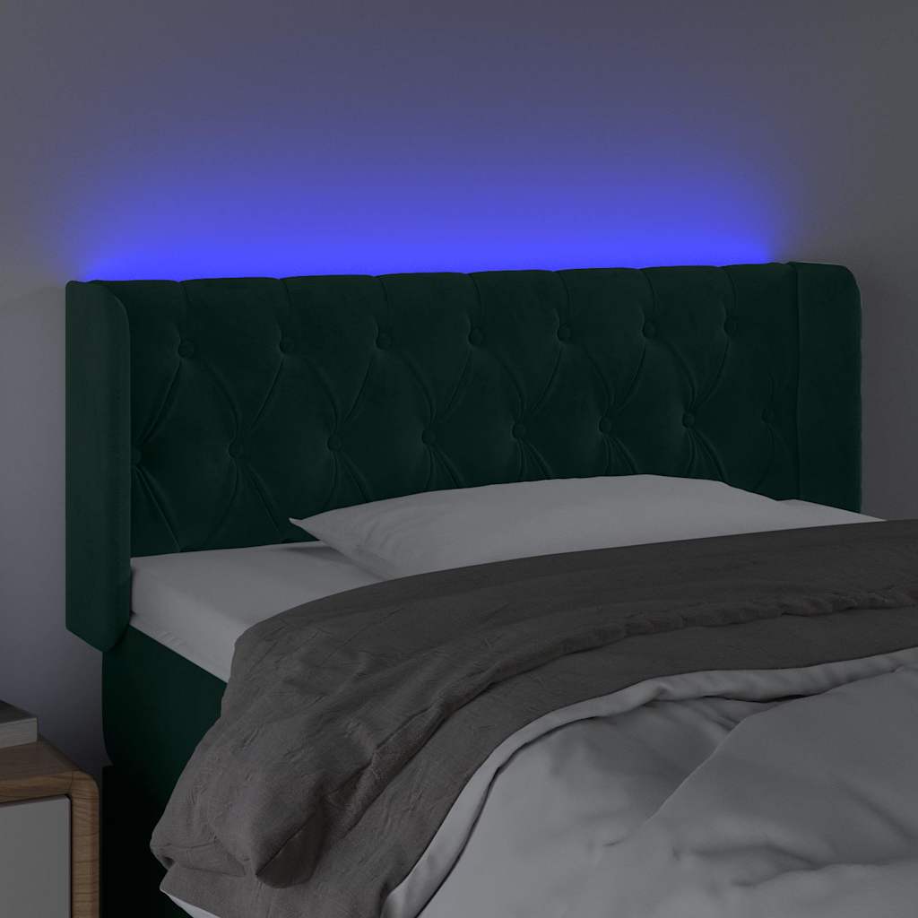 Sötétzöld bársony LED-es fejtámla 103 x 16 x 78/88 cm 4
