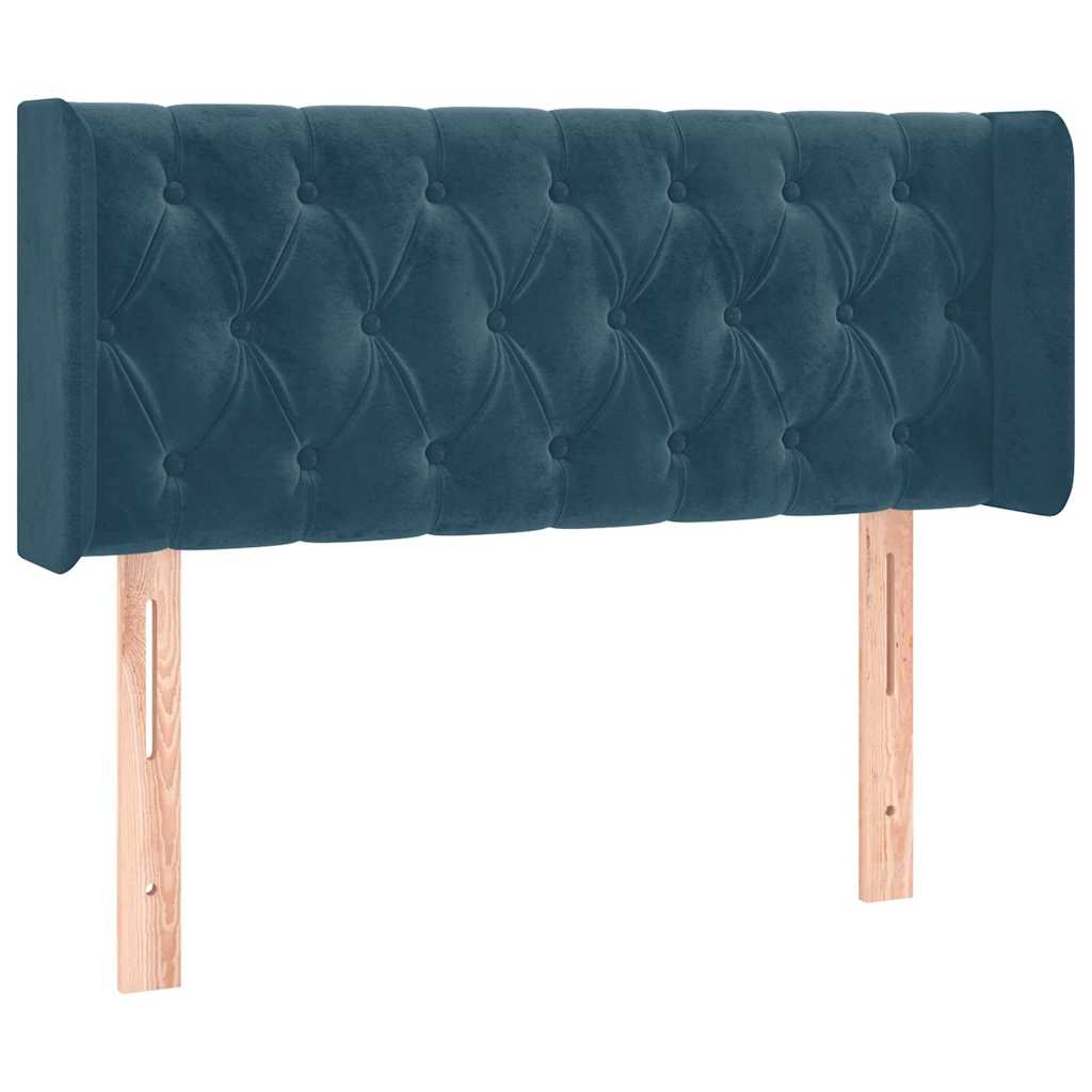 Sötétkék bársony LED-es fejtámla 103 x 16 x 78/88 cm 3
