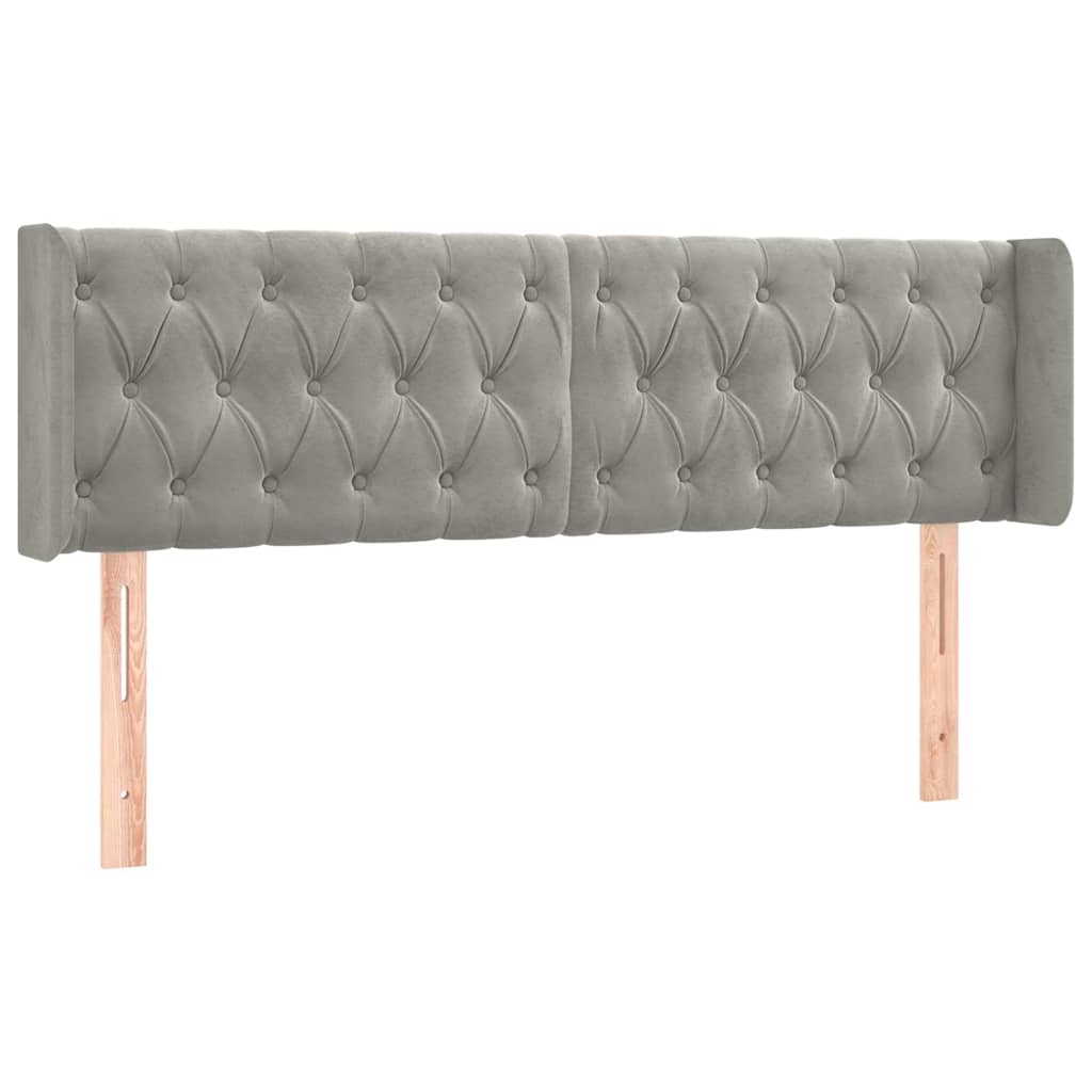Világosszürke bársony LED-es fejtámla 147 x 16 x 78/88 cm 3